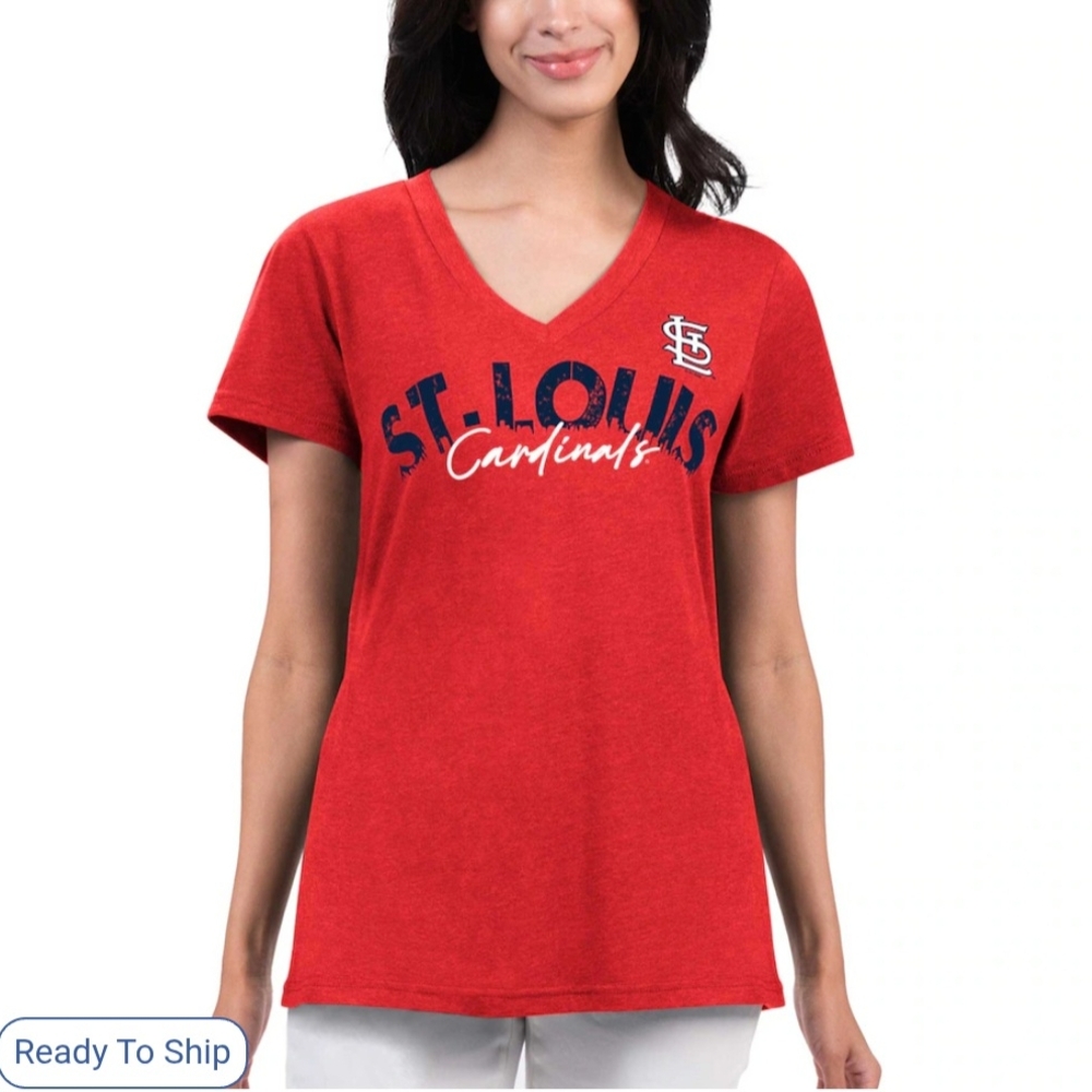 GIII 4her Saint Louis C ardinals Women's Red V-Neck Graphic Tee